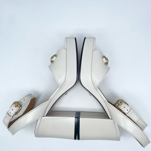 Gucci Mystic White Quentin Lady horsebit open toe platform sandals EU 39.5 - Picture 7 of 11